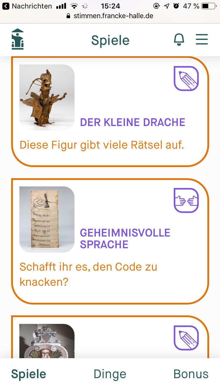 Screenshot der Webapp