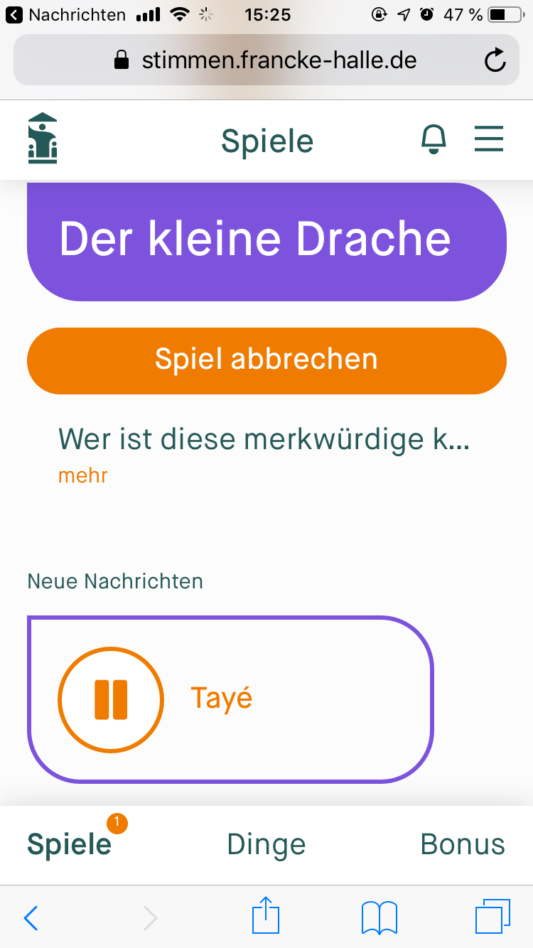 Screenshot der Webapp